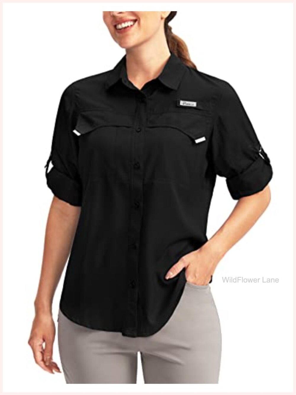 Women's Long Sleeve Button Down UPF 50+ Sun Protection Shirt for Fishing Hiking